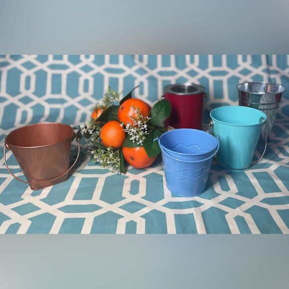 5 Gift Buckets Pails Gift Basket Handle Various Sizes & Shapes Arts & Crafts - Picture 2 of 12